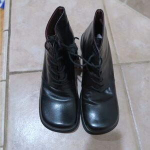 Nine West Black Leather Combat Boots